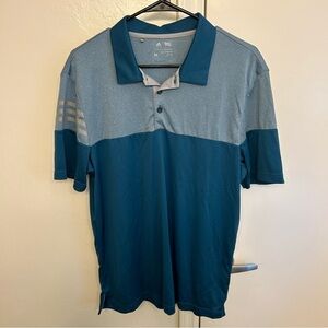 Adidas Golf Men’s Three Stripes Blue Colorblock Polo Shirt Medium Performance
